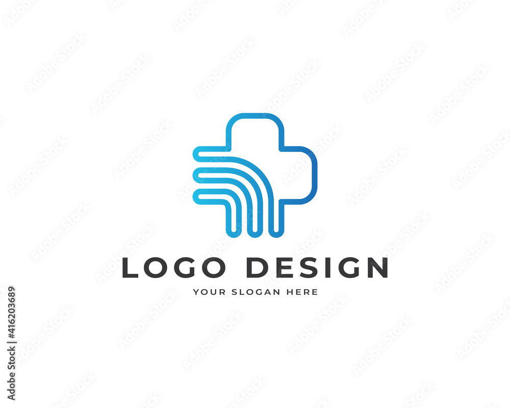 Medical tech wifi logo vector. Modern health technology logo design Medical tech wifi logo vector. Modern health technology logo design
