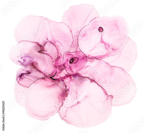 Alcohol ink art. Abstract fluid art painting alcohol ink technique pink flower