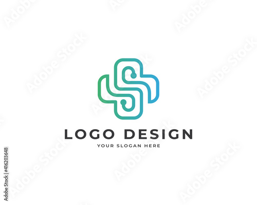 Modern health technology logo design. Letter S medical care logo vector