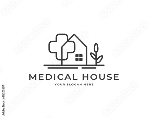Medical house logo vector. Modern health care logo design
