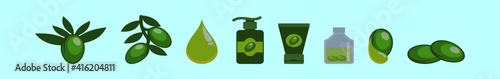 set of argan oil cartoon icon design template with various models. vector illustration isolated on blue background
