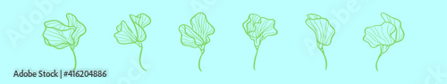 set of sweet pea cartoon icon design template with various models. vector illustration isolated on blue background