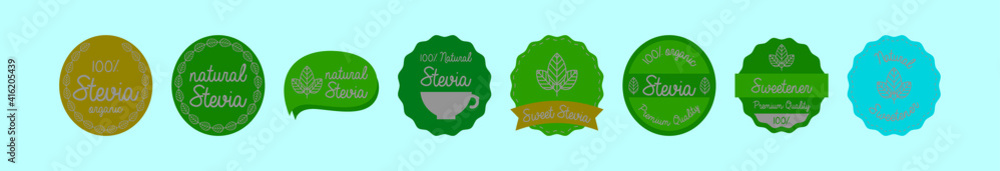 set of stevia logo cartoon icon design template with various models. vector illustration isolated on blue background set of stevia logo cartoon icon design template with various models. vector illustration isolated on blue background
