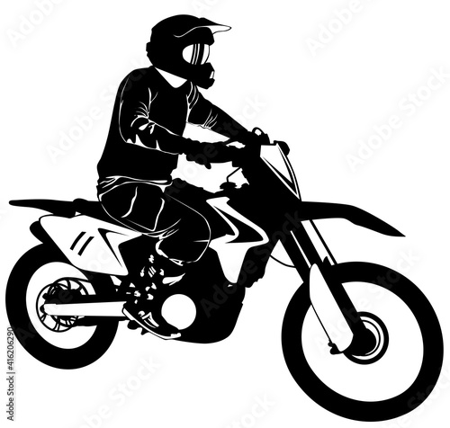 Silhouette of a motorcyclist on a sports bike - vector