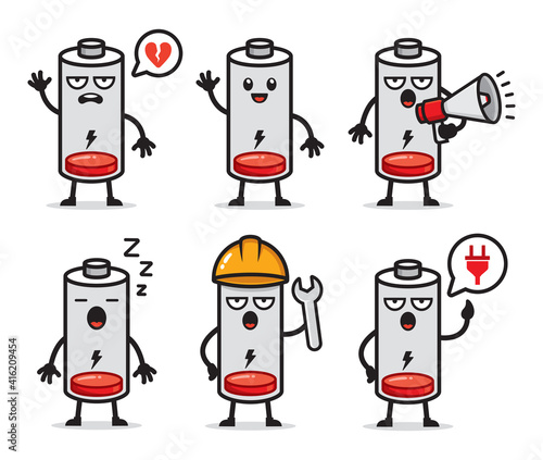 set of low battery character design