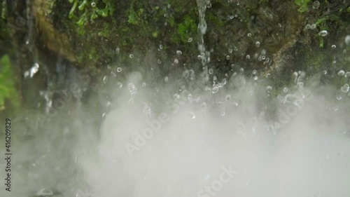The nature of hot spring water fall in the deep forest