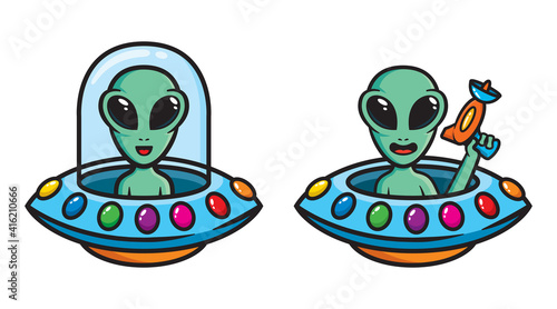Ufo alien mascot character design