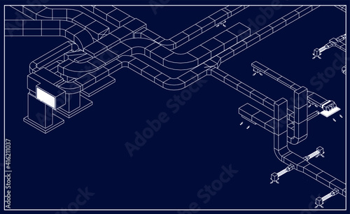 architectural blueprint of HVAC system in BIM vector 