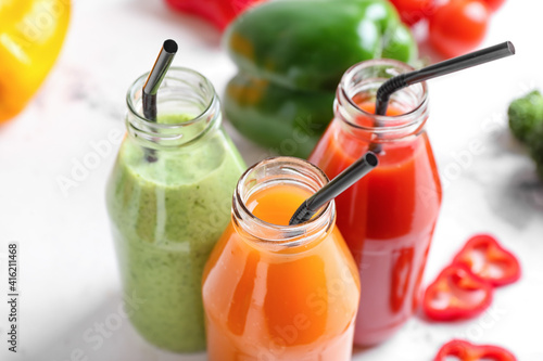 Bottles of healthy smoothie...
