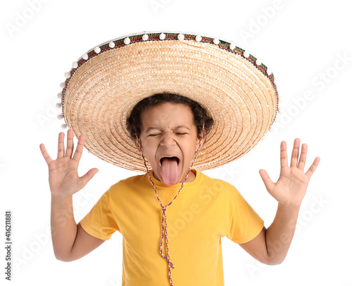 Funny Mexican boy in sombre...