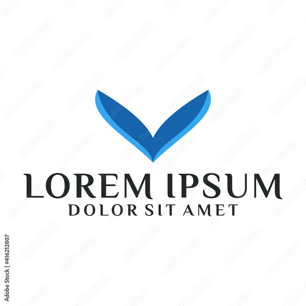 Initial letter V logo template with flying wings bird illustration in flat design monogram symbol Initial letter V logo template with flying wings bird illustration in flat design monogram symbol