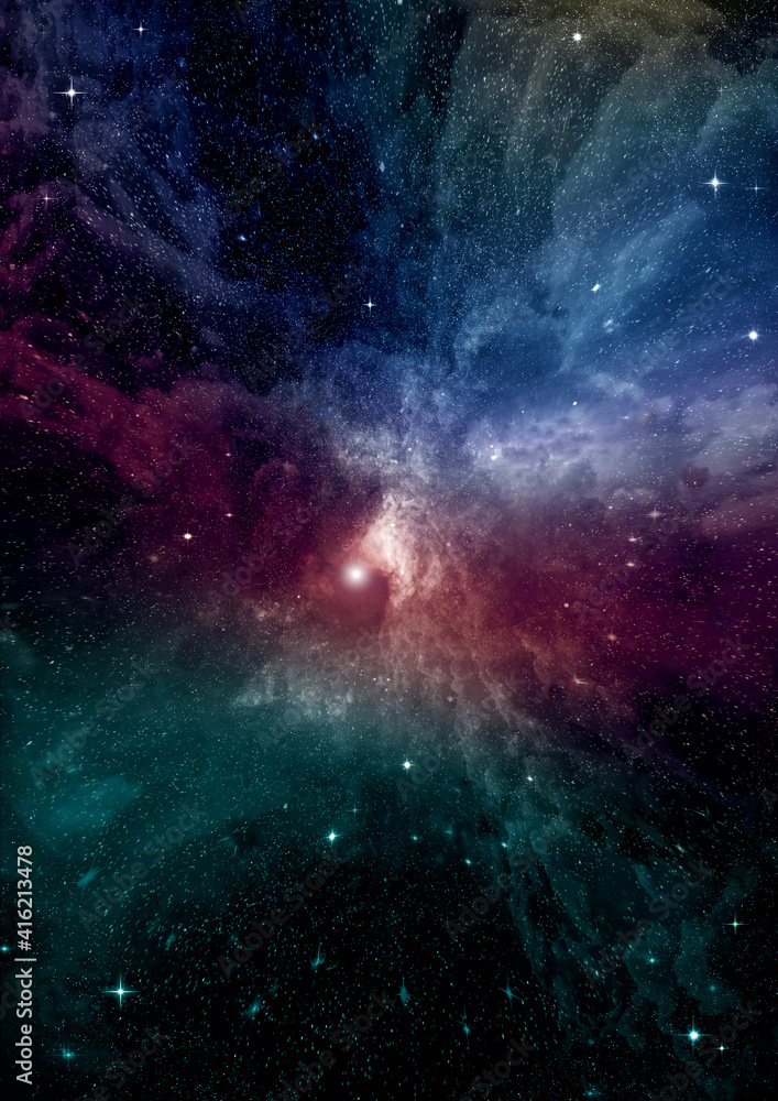 galaxy in a free space. 3D rendering