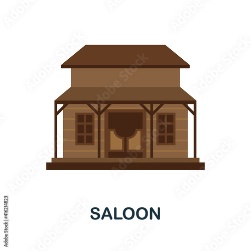Saloon flat icon. Color simple element from wild west collection. Creative Saloon icon for web design, templates, infographics and more