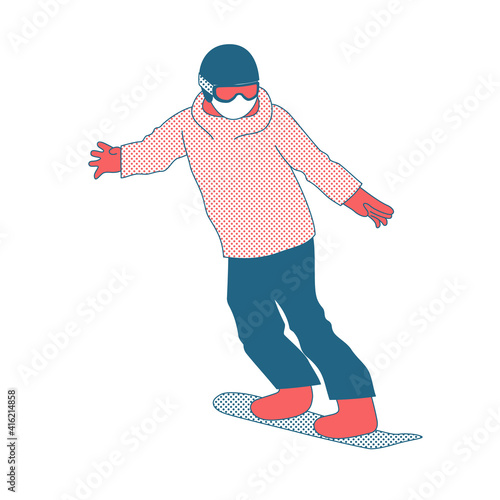 Illustration of snowboarder (white background, vector, cut out)