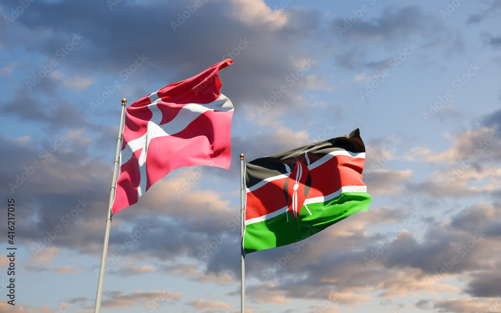 Flags of Kenya and Denmark. Flags of Kenya and Denmark.