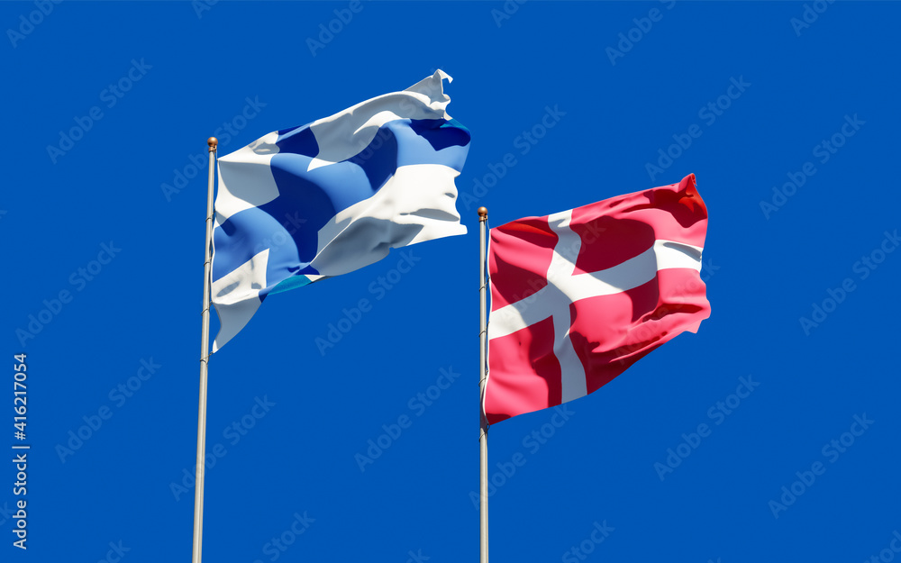 Flags of Finland and Denmark. Flags of Finland and Denmark.