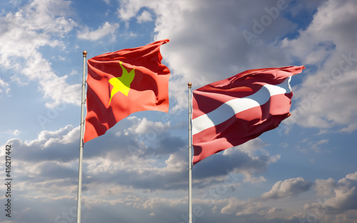 Flags of Latvia and Latvia. © Leo Altman