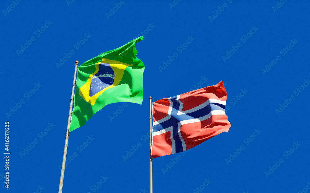 Flags of Brazil and Norway. Flags of Brazil and Norway.