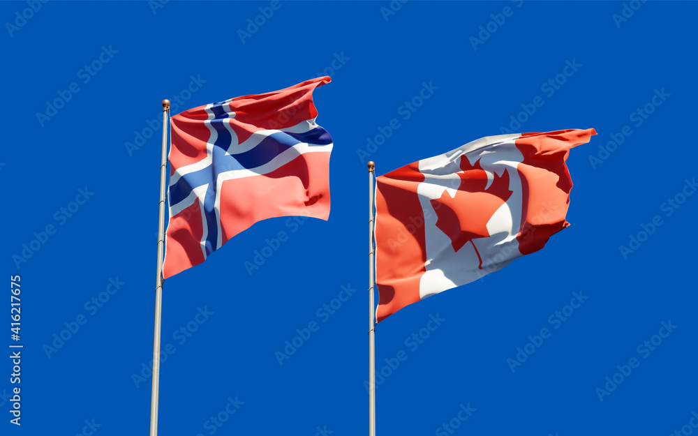 Flags of Norway and Canada. Flags of Norway and Canada.
