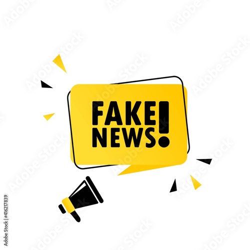 Fake News. Megaphone with Fake news speech bubble banner. Loudspeaker. Can be used for business, marketing and advertising. Fake News promotion text. Vector EPS 10.