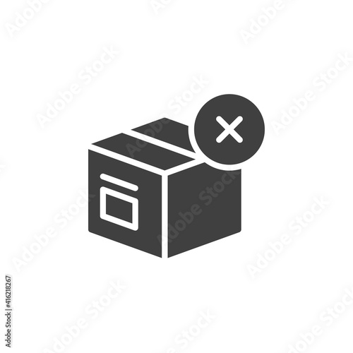 Delivery box canceled vector icon. Remove parcel filled flat sign for mobile concept and web design. Delete order glyph icon. Symbol, logo illustration. Vector graphics