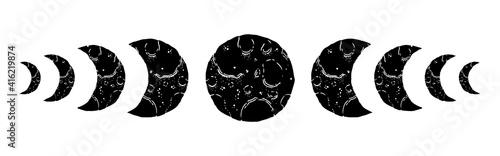 Moon phases cosmos.Design isolated in white background.Celestial astrology planet.