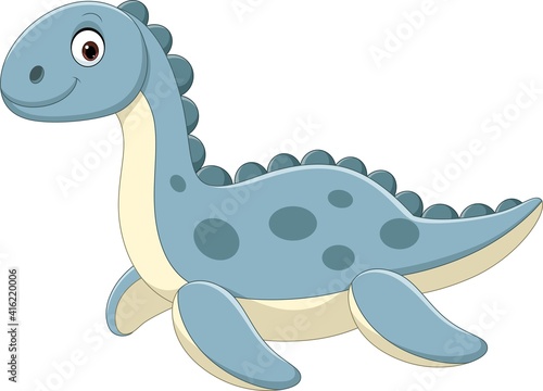 Cute blue dinosaur doll isolated on a white background