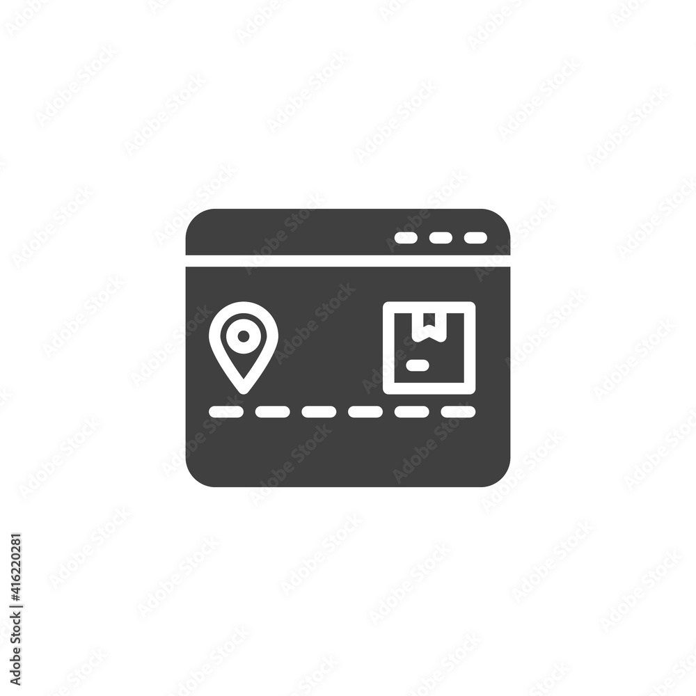 Online package tracking vector icon. filled flat sign for mobile concept and web design. Parcel tracking website glyph icon. Symbol, logo illustration. Vector graphics Online package tracking vector icon. filled flat sign for mobile concept and web design. Parcel tracking website glyph icon. Symbol, logo illustration. Vector graphics