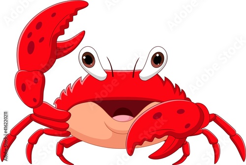 Cartoon happy crab isolated on white background