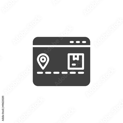 Online package tracking vector icon. filled flat sign for mobile concept and web design. Parcel tracking website glyph icon. Symbol, logo illustration. Vector graphics