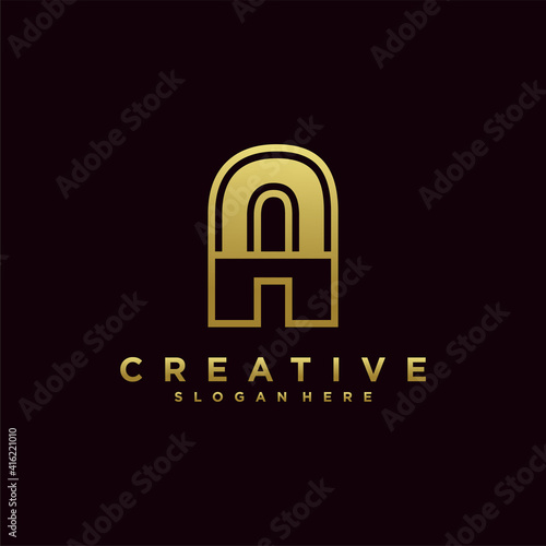 letter a logo with modern concept gold gradient color style. Premium Vector. part 3