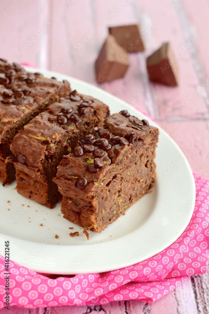 Homemade Zucchini Chocolate Cake with Chocolate Chips Homemade Zucchini Chocolate Cake with Chocolate Chips