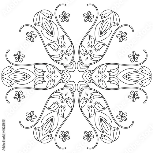 Simple Mandala Shape for Coloring. Vector Mandala. Circular. Flower. Oriental. Coloring Book Page. Outline.
