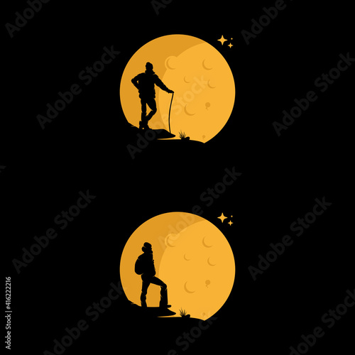 set of mountain climber logo set Premium Vector