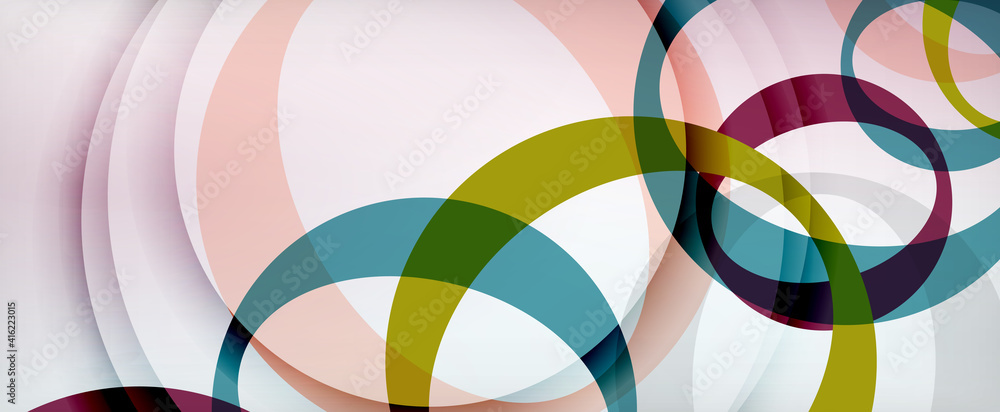 Obraz premium Ring geometric shapes, o letter repetition wallpaper. Abstract background for business or technology presentations, internet posters or web brochure covers