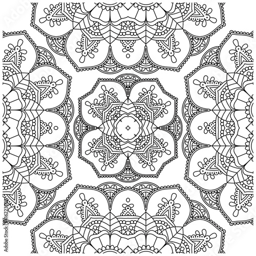 Simple Mandala Shape for Coloring. Vector Mandala. Circular. Flower. Oriental. Coloring Book Page. Outline.
