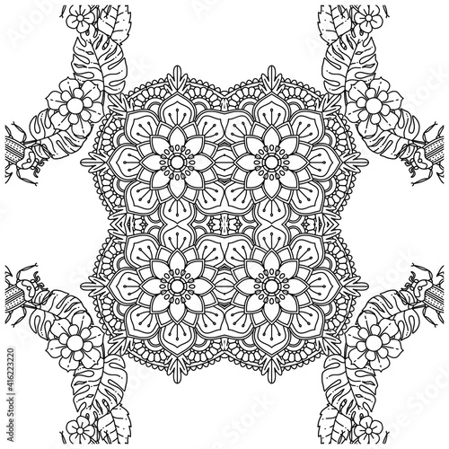 Simple Mandala Shape for Coloring. Vector Mandala. Circular. Flower. Oriental. Coloring Book Page. Outline.
