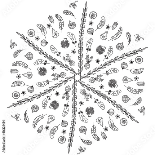 Simple Mandala Shape for Coloring. Vector Mandala. Circular. Flower. Oriental. Coloring Book Page. Outline.
