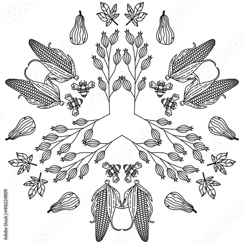 Simple Mandala Shape for Coloring. Vector Mandala. Circular. Flower. Oriental. Coloring Book Page. Outline.
