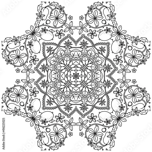 Simple Mandala Shape for Coloring. Vector Mandala. Circular. Flower. Oriental. Coloring Book Page. Outline.
