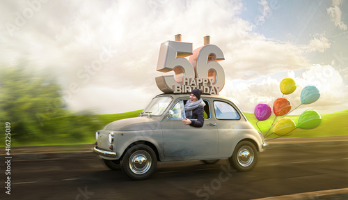 Geburtstagsauto Happy Birthday 56
