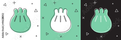 Set Khinkali on cutting board icon isolated on white and green, black background. Traditional georgian dumpling. Vector Illustration.
