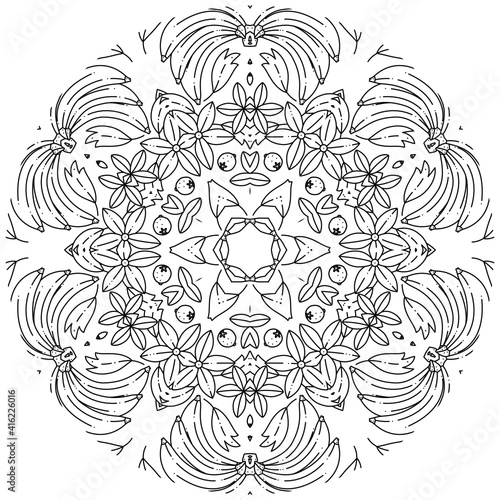 Simple Mandala Shape for Coloring. Vector Mandala. Circular. Flower. Oriental. Coloring Book Page. Outline.
