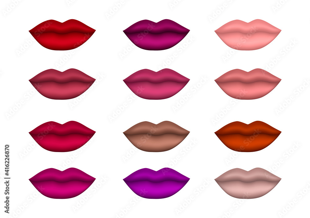 Fototapeta premium Lips set vector design.Colorful sexy lips isolated on a white background.