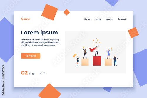 Women success vector illustration. People standing on podium, people supporting them. Business result concept.Vector illustration can be used for topics like competition, achievement, success