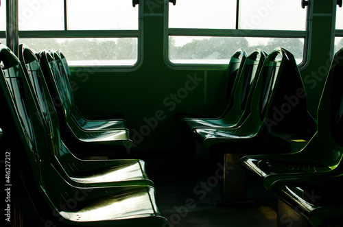 Empty seats in the vaporetto in Venice photo