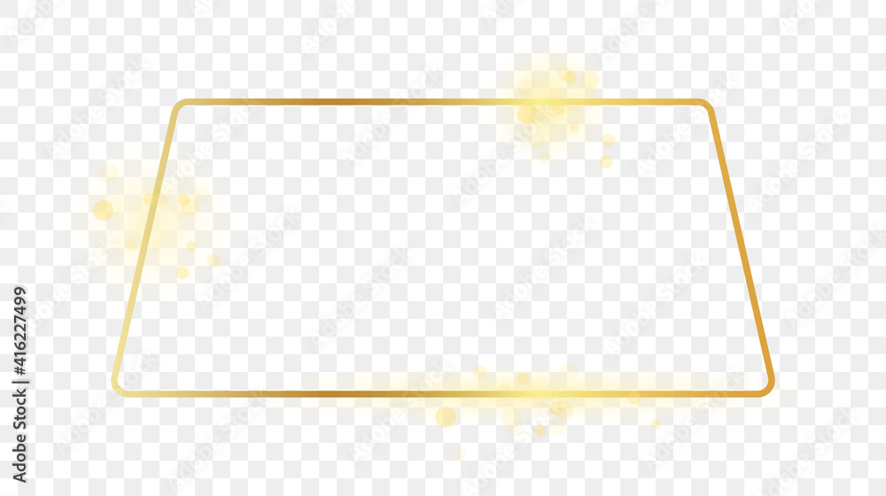 Gold glowing rounded trapezoid shape frame Gold glowing rounded trapezoid shape frame
