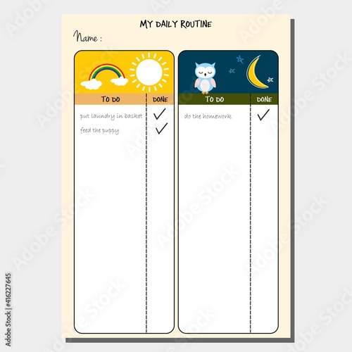 Kids daily routine planner