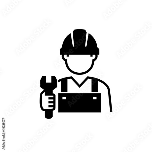 Engineer Worker Technician With Helmet and Wrench Avatar Vector Icon
