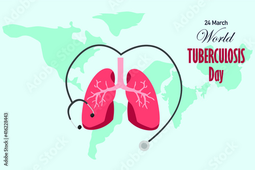 Tuberculosis vector concept: Illustration of the world tuberculosis day with stethoscope on the lung 